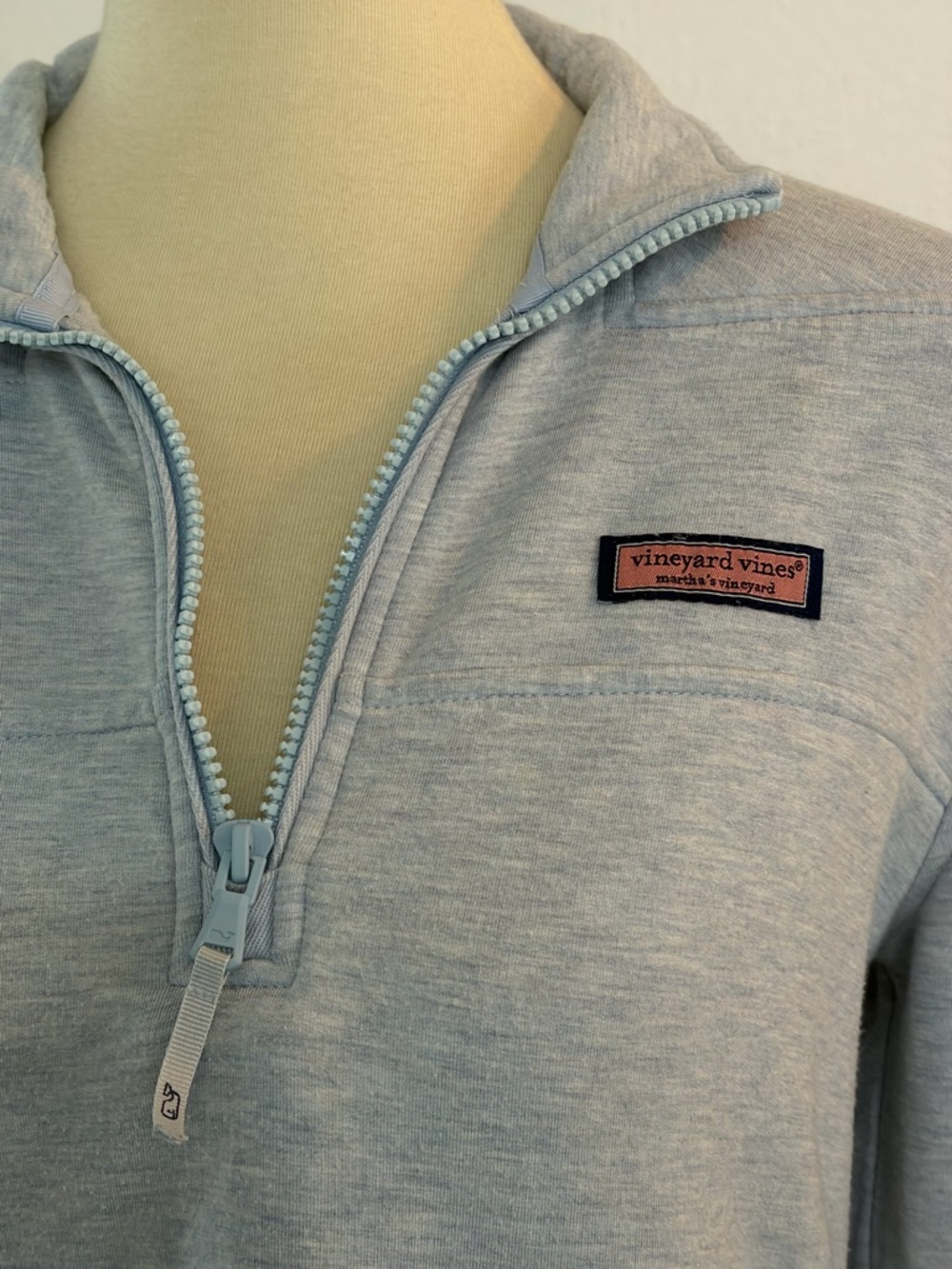 Vineyard Vines Pale Blue Half-Zip Sweatshirt Shep Shirt - Picture 7 of 9